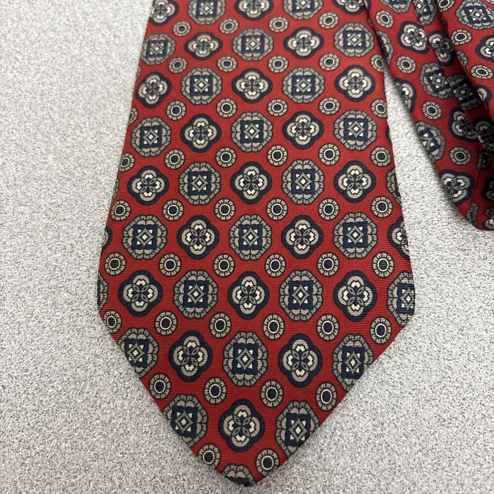 Lot Of 3 Vintage Harve Benard Silk Neck Tie Red/Burgundy, Paisley, Geometric